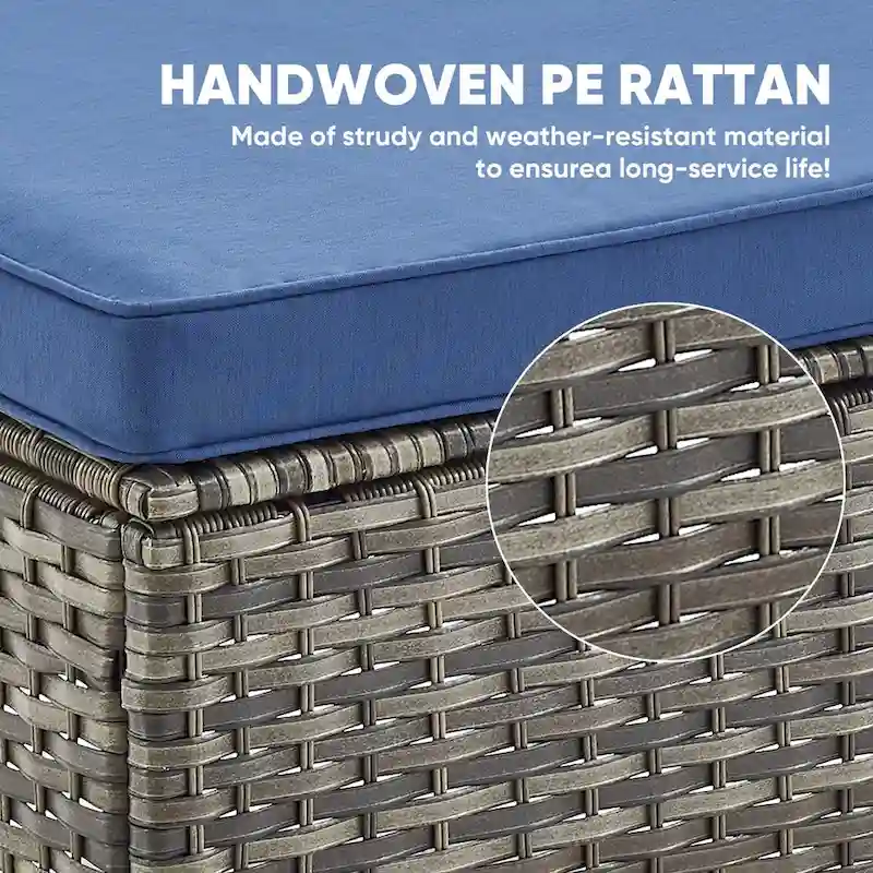 4 Piece Patio Chairs with Ottoman, Swivel Rocking Chairs - Grey