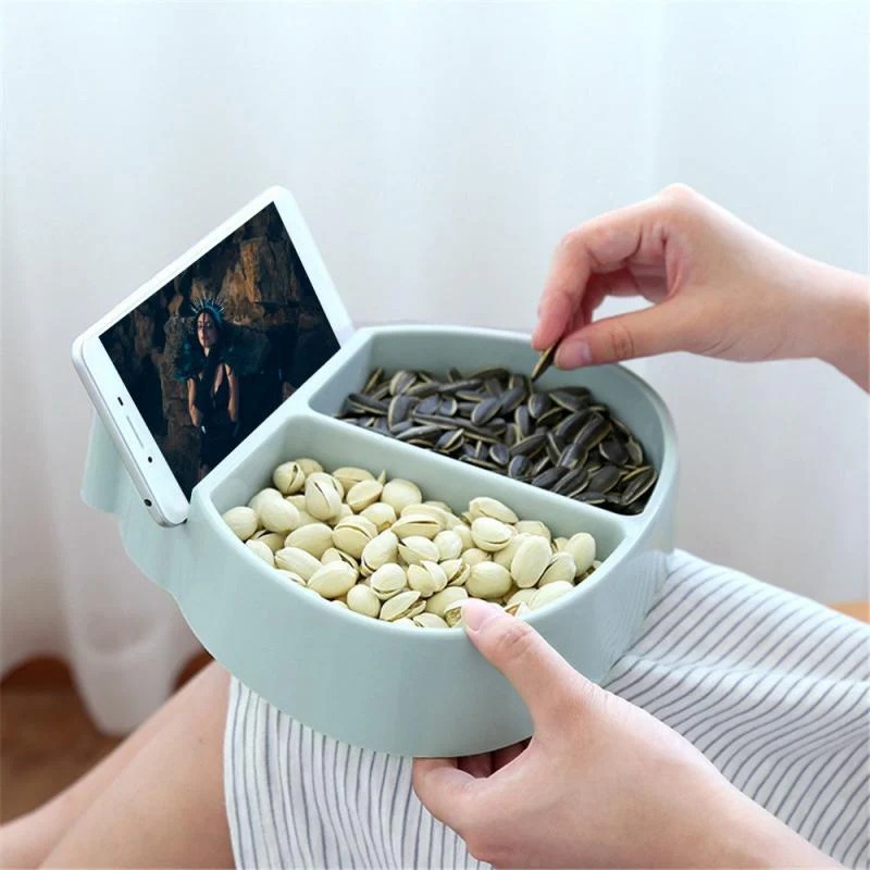 HULIANFU Plates For Food Creative Shape Lazy Snack Bowl Plastic Double Layers Snack Storage Box Bowl Lazy Fruit Plate Bowl Artifact Plate - Deanwangkt