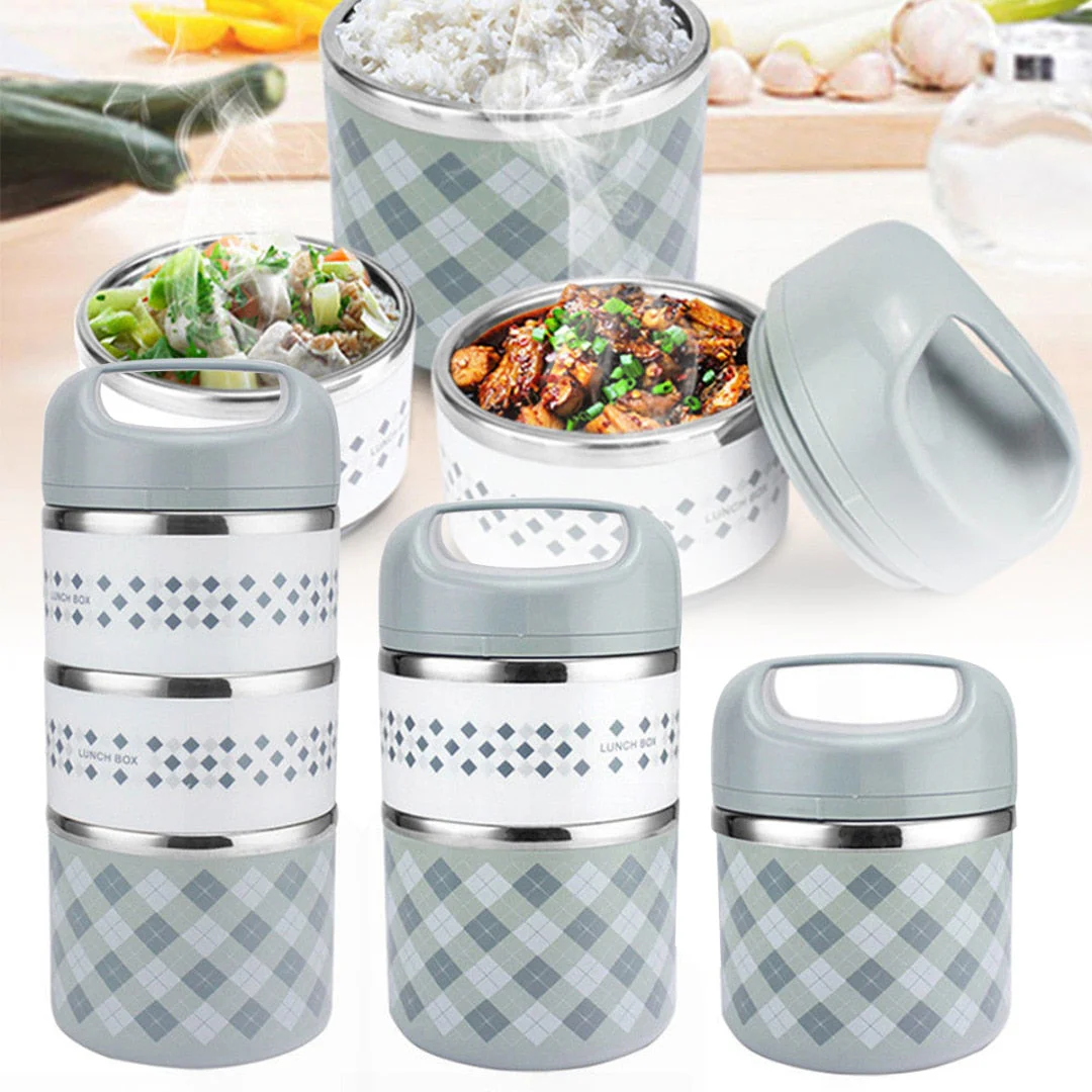 HULIANFU Portable Stainless Steel Thermal Lunch Box for Food Office Lunchbox Bento Boxs Thermos Lunch Box Food Container with Lunch Bag - Deanwangkt