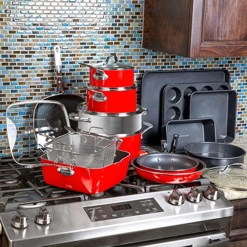 20pcs Kitchen In A Box – The Ultimate All-in-One Cooking, Frying, Steaming & Baking Solution from Granitestone pots pans