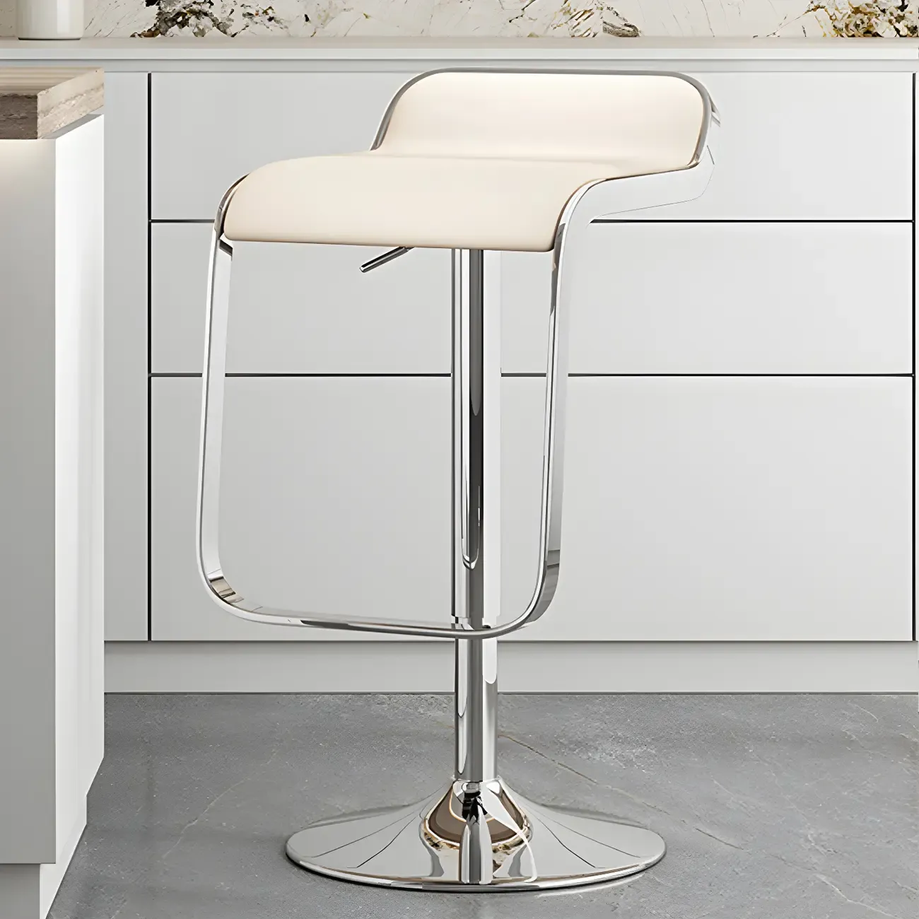 Leather Low Back Metal Adjustable Swivel Bar Stools