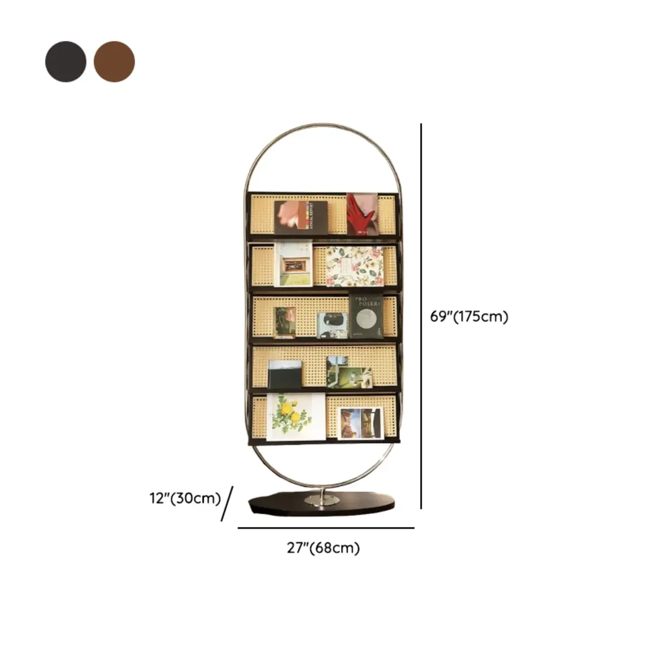 5-tier Modern Alloy Display Vertical Closed Back Bookcase