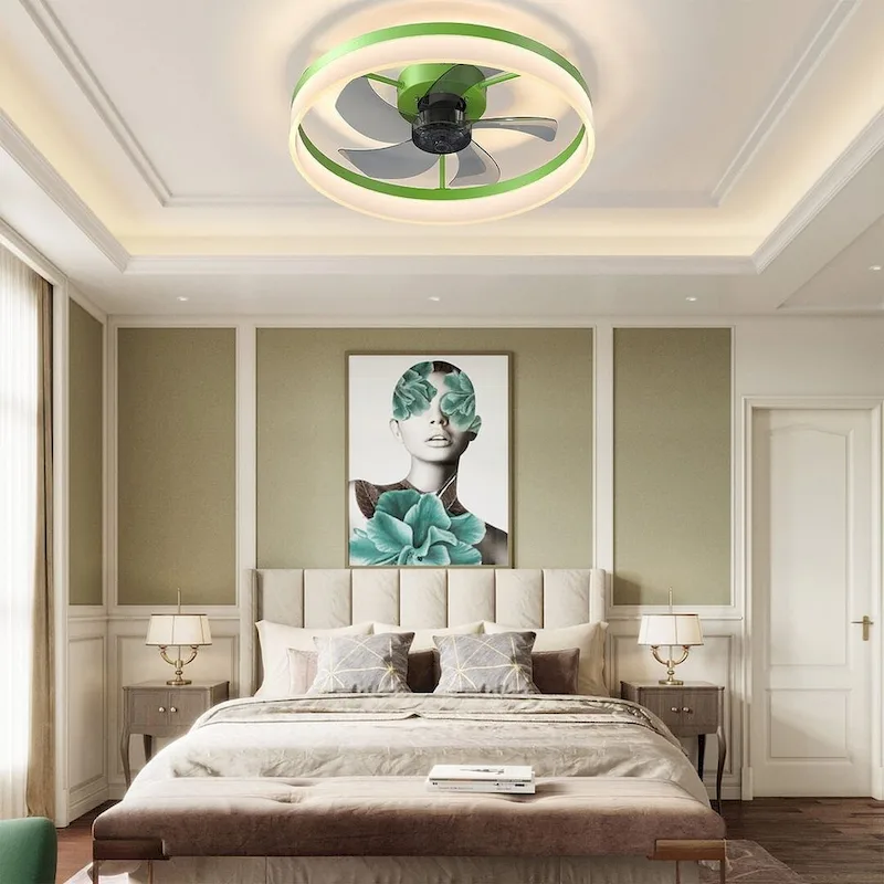 Modern Dimmable LED Recessed Mount Ceiling Fan Light with Remote Control