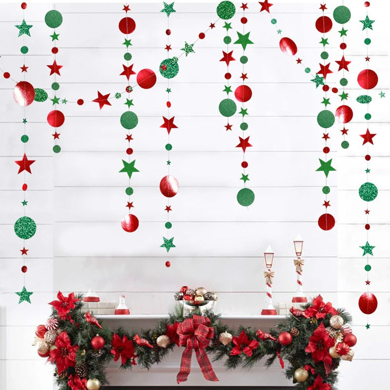 HULIANFU Merry Christmas Decorations for Home 4M Twinkle Star Paper Garland New Year  Noel ChristmasTree Ornaments Kerst  Navidad - Deanwangkt