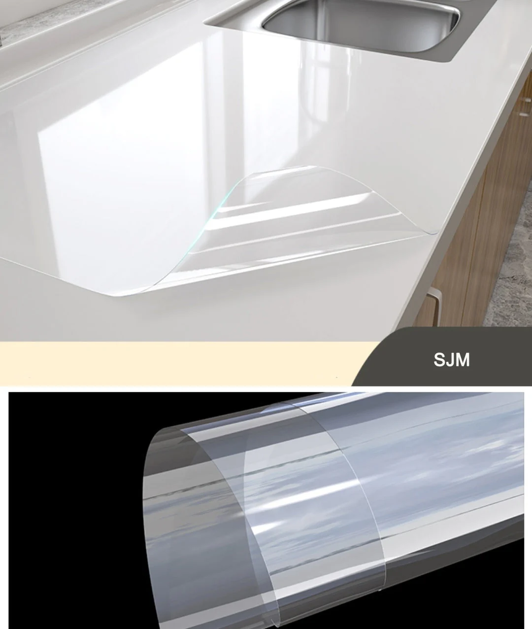 HULIANFU 2026  Kitchen Oil-proof Transparent Film Thick Self Adhesive Waterproof Countertop Furniture Marble Wallpaper Bathroom Decor Stickers - Deanwangkt