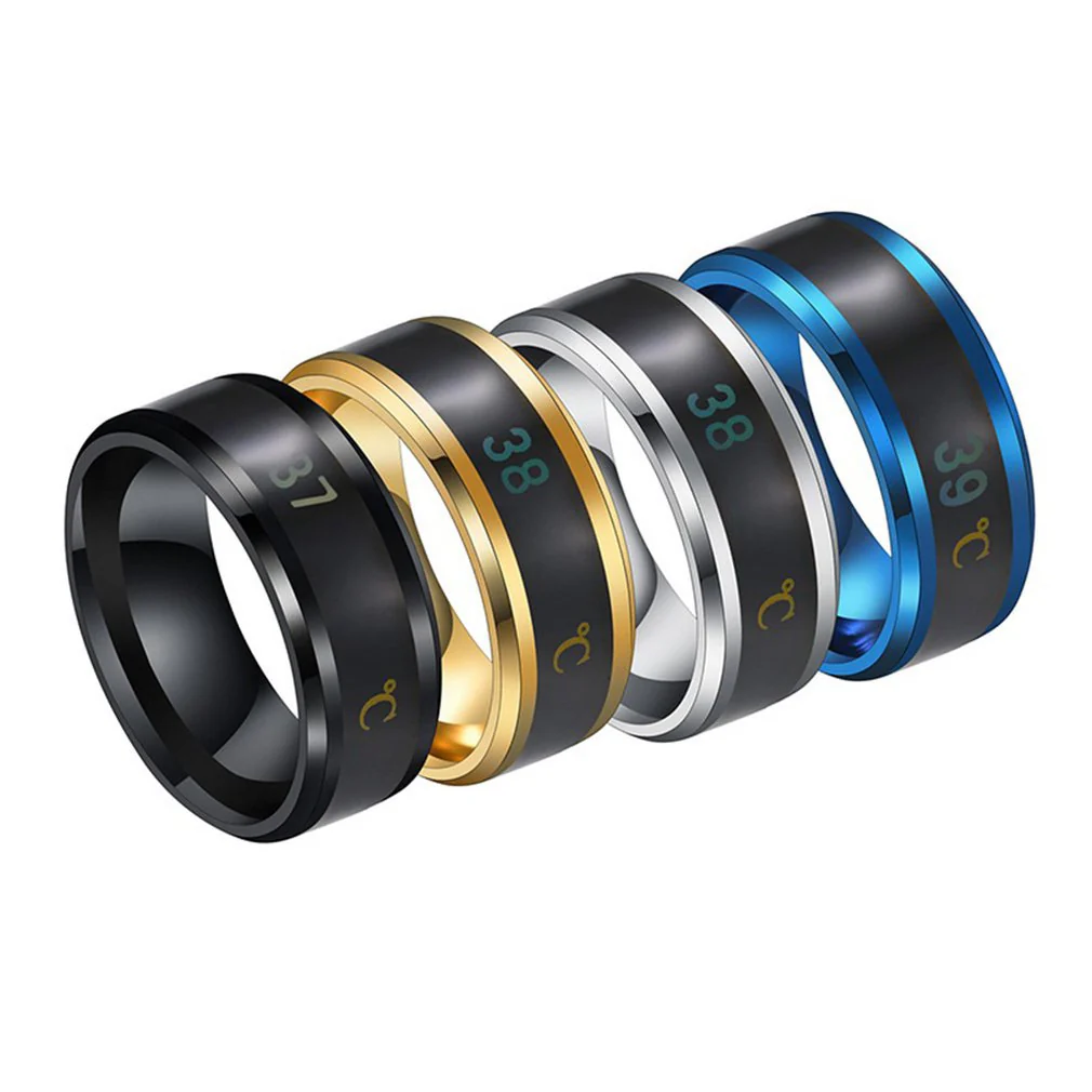 HULIANFU Smart Sensor Temperature Ring Modern Real-time Intelligent Temperature Test Finger Rings Thermometer Women Men Jewelry Gifts - Deanwangkt
