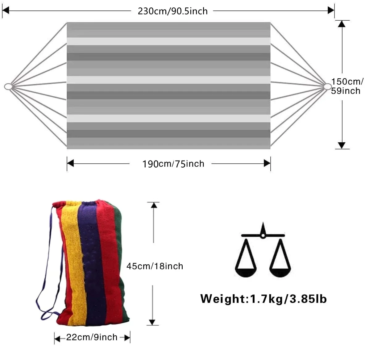 HULIANFU Outdoor Hammock Portable Garden Hammock Sports Home Travel Camping Swing Canvas Stripe Hang Bed Hammock Double Single People - Deanwangkt