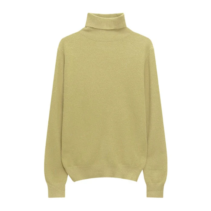 Hulianfu Winter High Quality Wwomen's Wool Sweater Solid Color High-neck Pullover Long-sleeved Knit Top - Deanwangkt