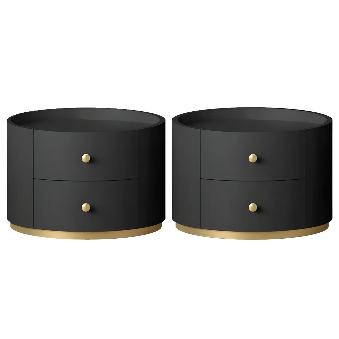 Glam Manufactured Wood Round 2-Drawer Nightstand