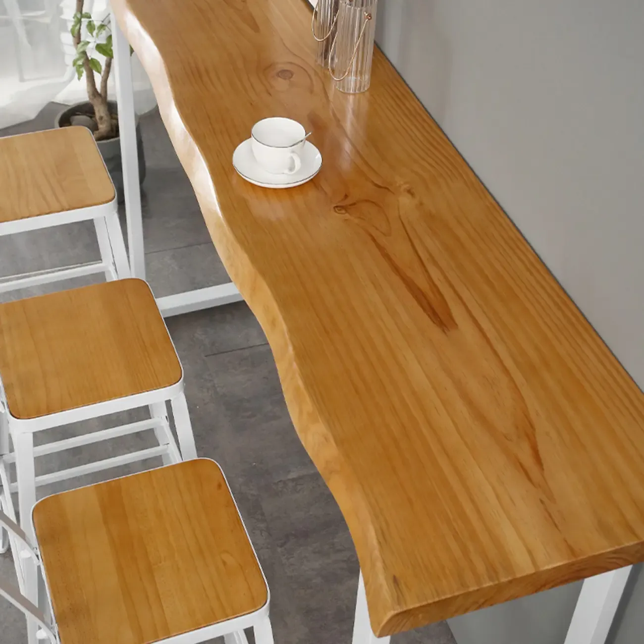 Scandinavian Hardwood Pub Table with Sled Base