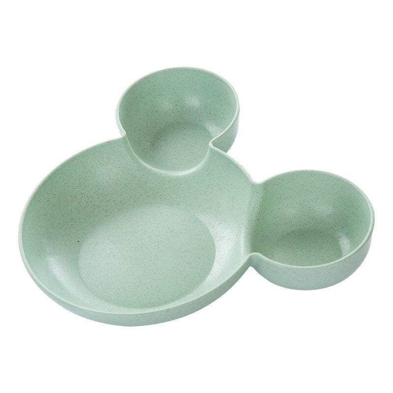 HULIANFU Kid Cartoon Mouse Mickey Bowl Dishes Lunch Box Kid Baby Children Infant Baby Rice Feeding Bowl Plastic Snack Plate Tableware - Deanwangkt