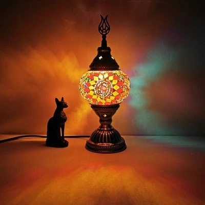 HULIANFU Turkish mosaic table Lamp vintage art deco Handcrafted lamparas de mesa mosaic Glass romantic bed light lamparas con mosaicos - Deanwangkt