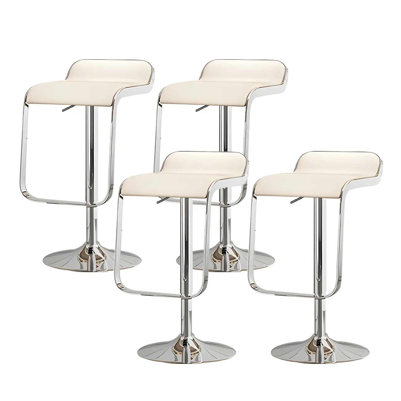 Leather Low Back Metal Adjustable Swivel Bar Stools