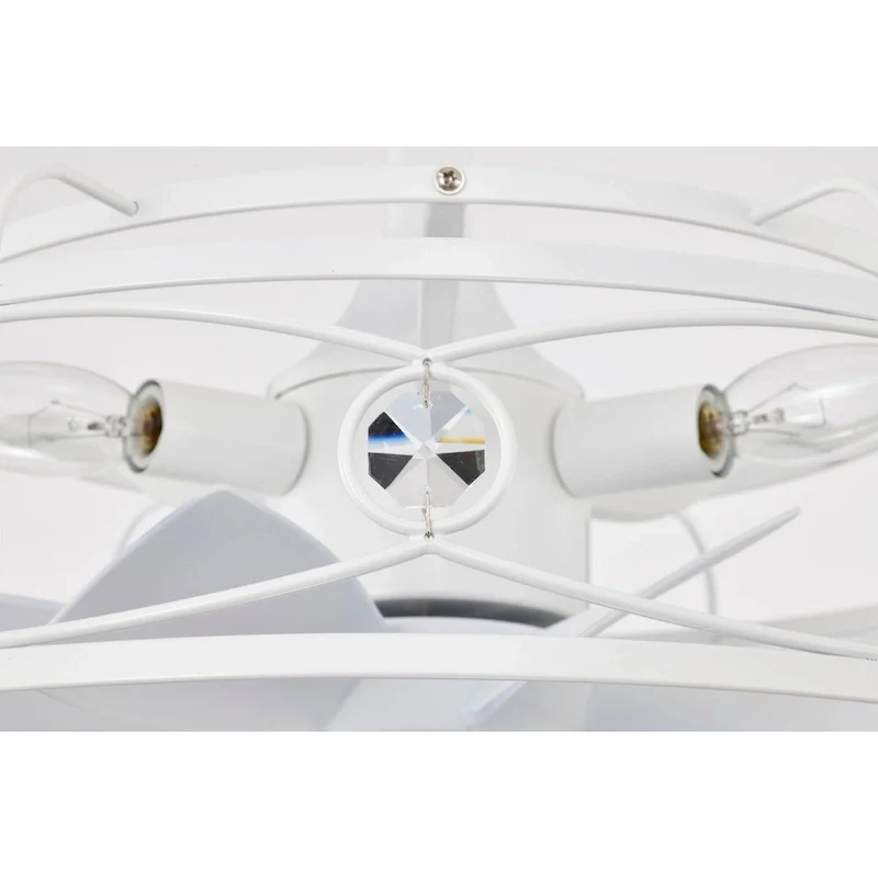 Maeve White Caged Lighted Ceiling Fan Fandelier 7-Blade Remote Control