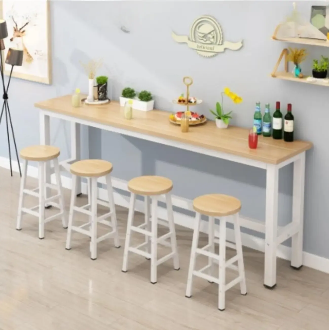 Modern Black-White Metal Structure Bar Tables