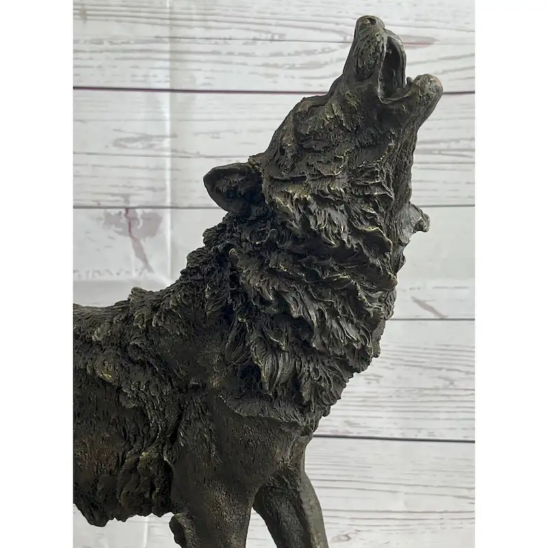Extra Large Wild Animal Life Wolf Dog Bronze Sculpture Hot Cast Marble Figurine