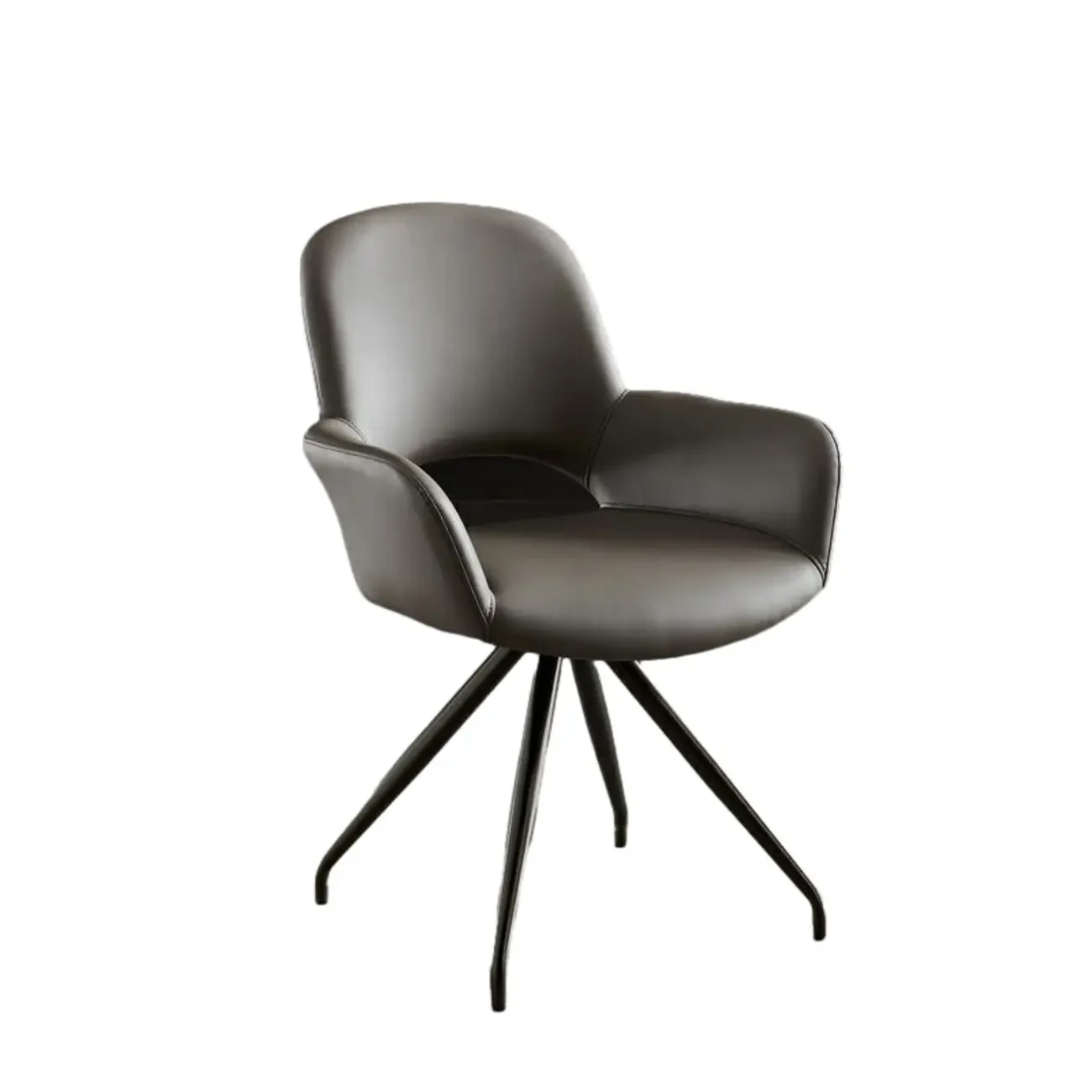 Grey Faux Leather Swivel Arm Dining Chair