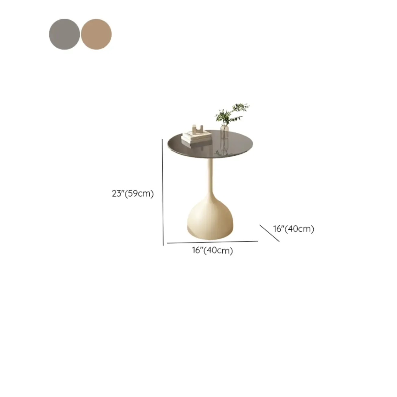 Classic Glass Pedestal Base Circular Chairside Table - Table Only