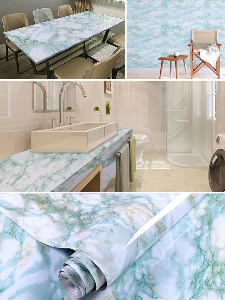 HULIANFU 「Elvesmall」Marble Wallpaper Rolls for Kitchen Furniture Refurbish Room Decor Wall Decorative Vinyl Self Adhesive Wall Stickers Home Decor - Deanwangkt