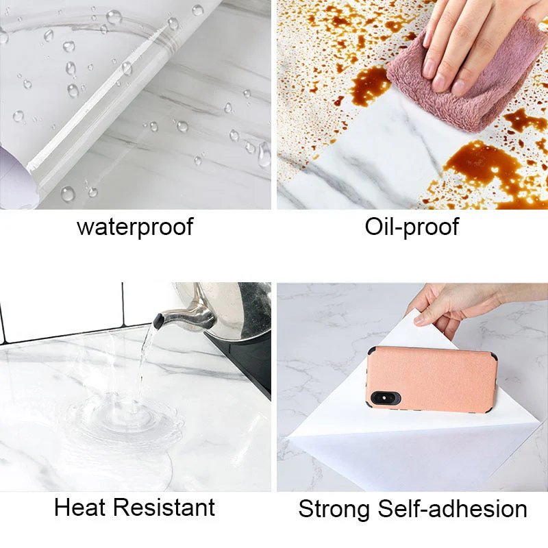 HULIANFU 「Elvesmall」Marble Wallpaper Rolls for Kitchen Furniture Refurbish Room Decor Wall Decorative Vinyl Self Adhesive Wall Stickers Home Decor - Deanwangkt