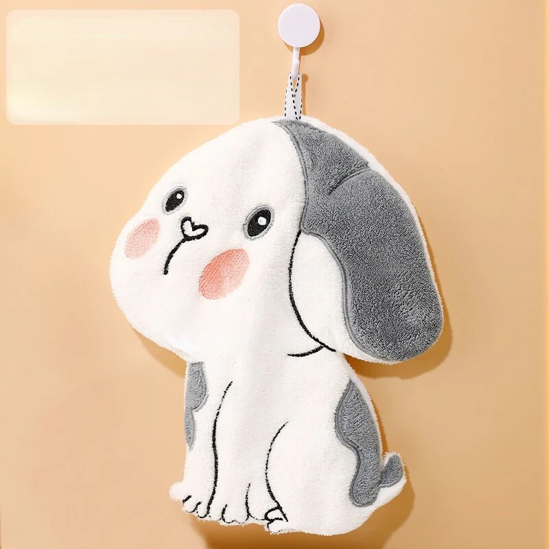 HULIANFU Lovely Cartoon Handkerchief Towel Hanging Absorbent Coral Velvet Wipe a Towel Household Kitchen Quick Drying Hand Cloth - Deanwangkt