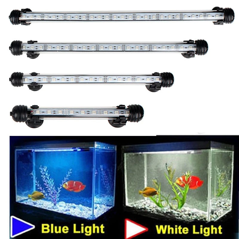 HULIANFU Waterproof LED Aquarium Lights Fish Tank Light Bar Blue/White 19/29/39/49CM Submersible Underwater Clip Lamp Aquatic Decor EU - Deanwangkt