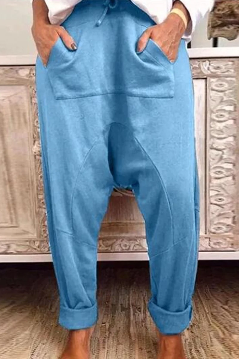 Casual Solid Draw String Pocket Loose Harlan Solid Color Bottoms(4 Colors) - Deanwangkt