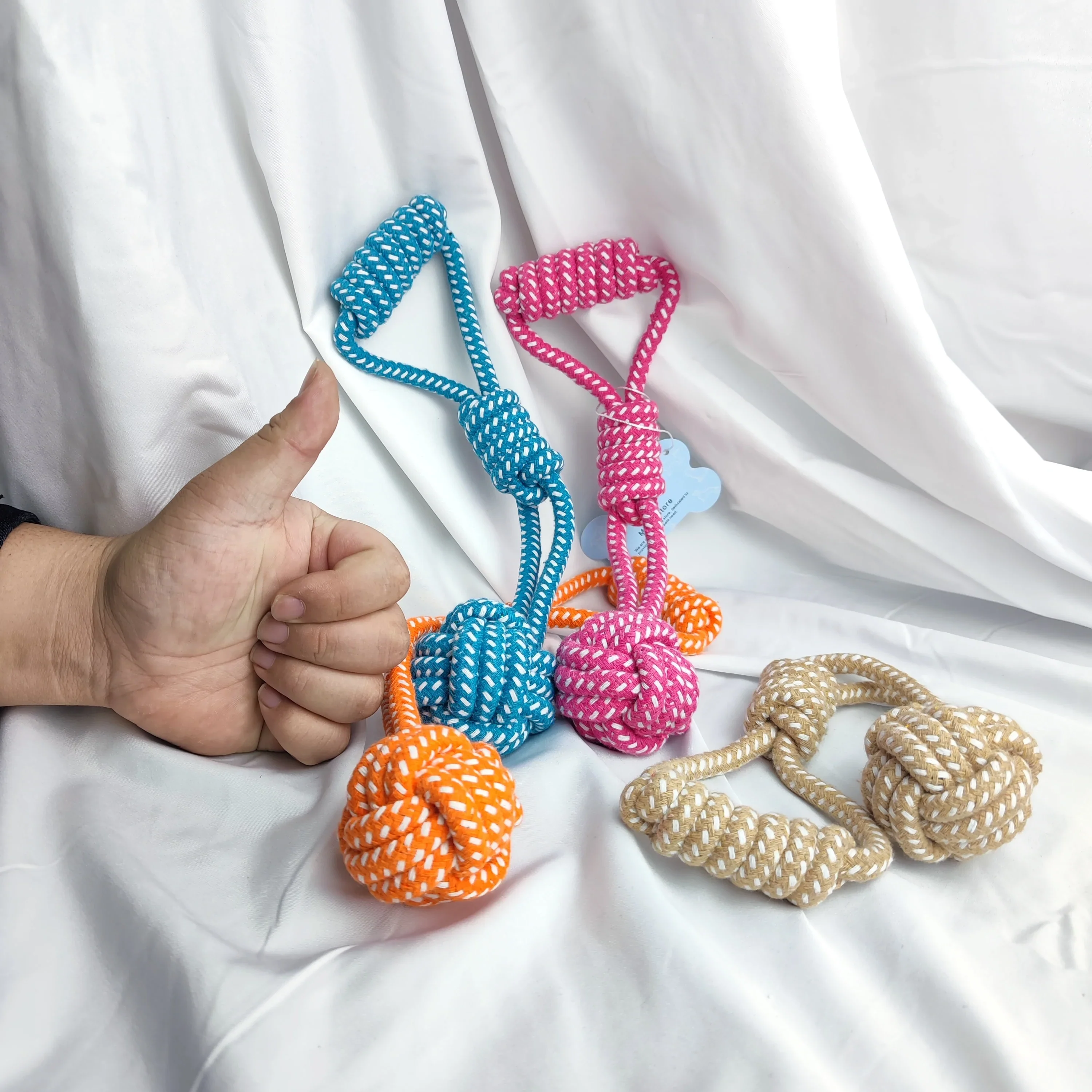 HULIANFU MZHQ 1 Solid color Cotton Rope Braided Labrador Training Molar Teeth Bite-Resistant Teeth Cleaning Dog Pet Toy Ball Dog Supplies - Deanwangkt