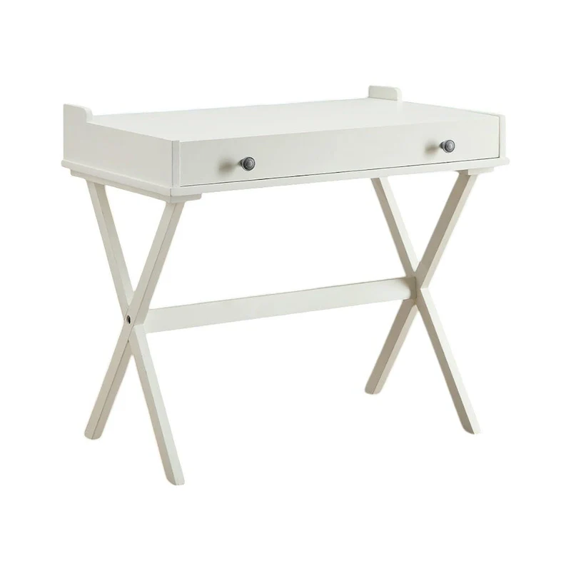 HomeRoots 34 Antiqued White Wood Flip Top Desk