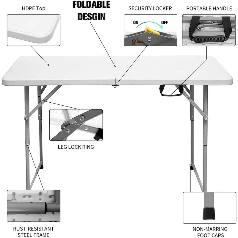 4 ft. Folding Table with Durable Resin Surface