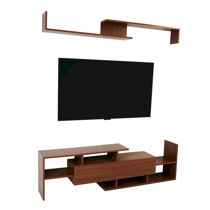 Surrey 60.2 2 Pc 1-Drawer Floating TV Stand Media Console with Open Shelves