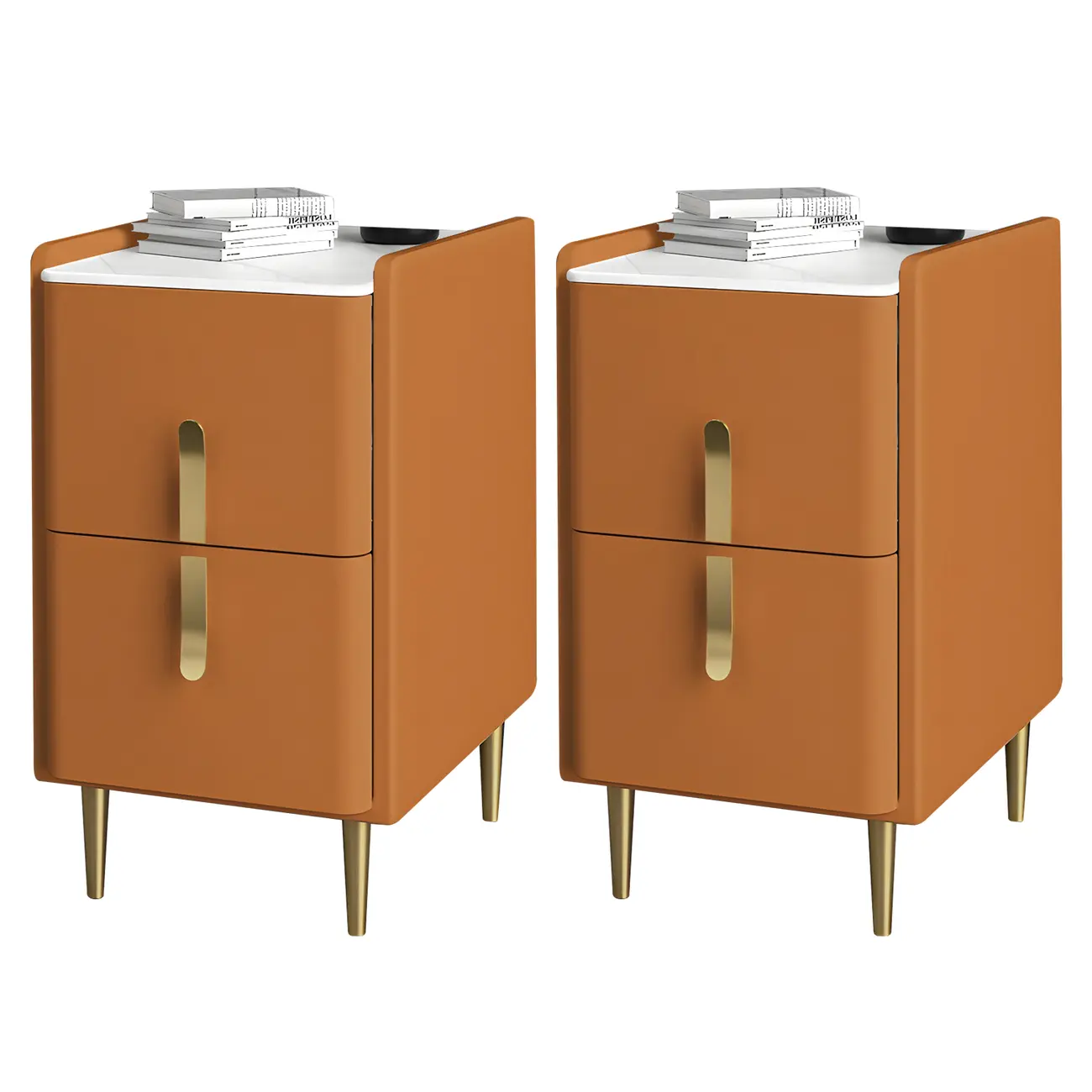 Glam Night Table with 2 Drawers – Off-White Finish