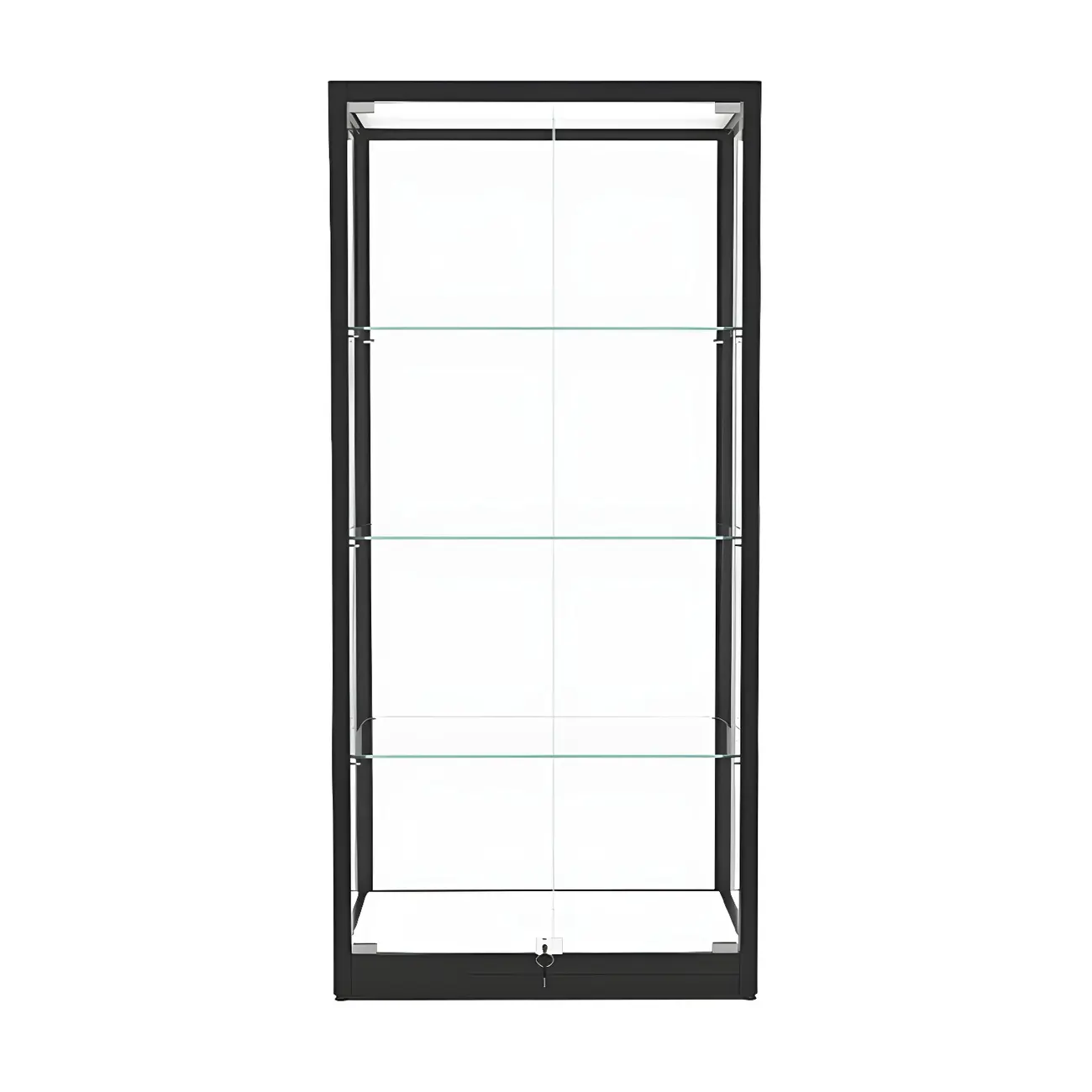 Modern Glass Black Curio Cabinet with Adjustable Shelves