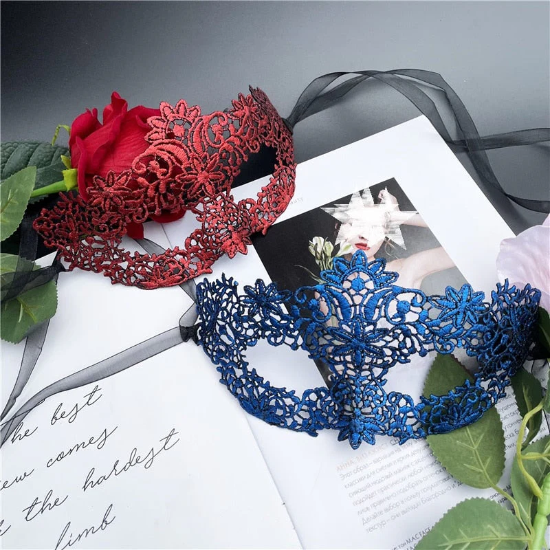 HULIANFU Lace Mask Female Half Face Black Eye Mask White Halloween Mask Party Masquerade Child Mask - Deanwangkt