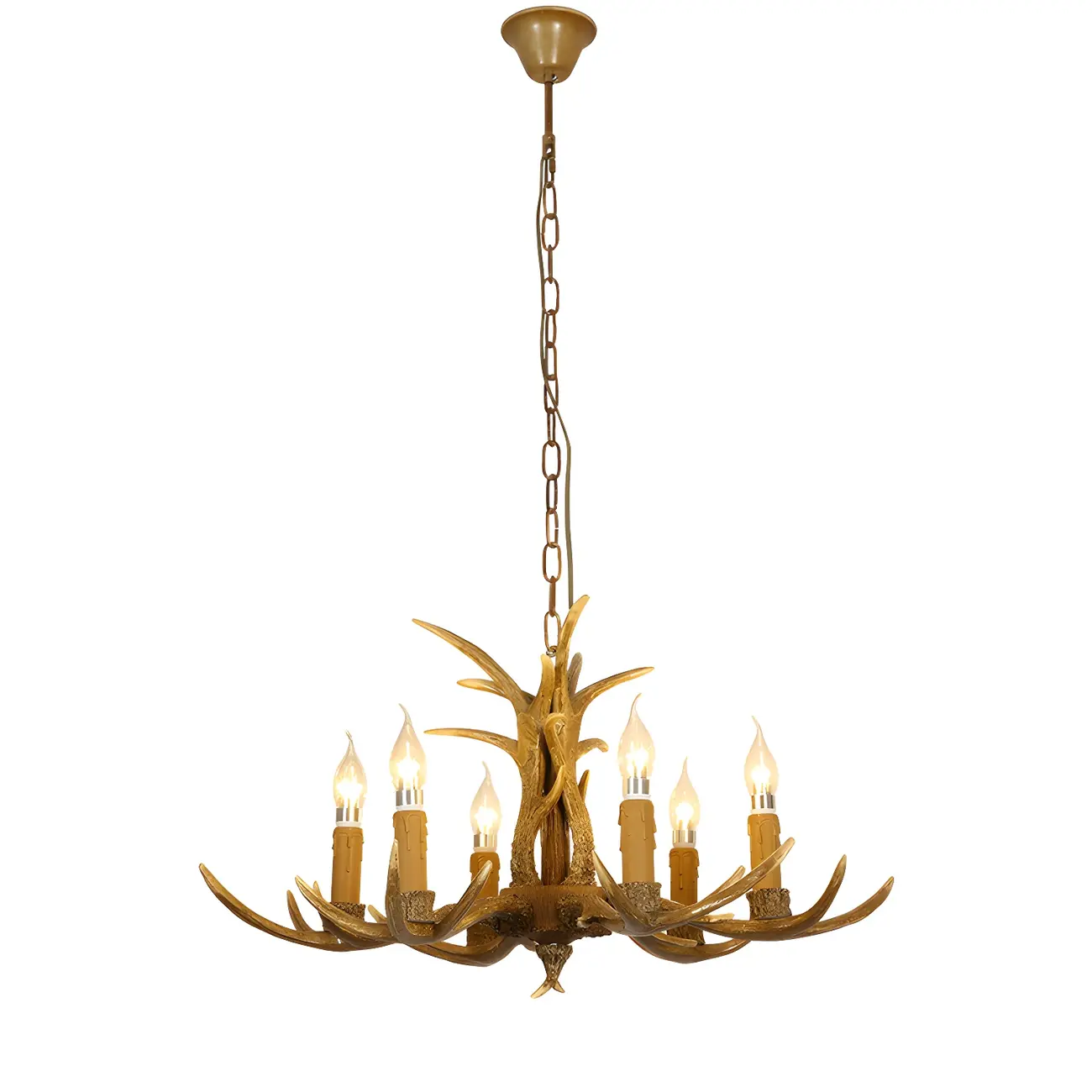 Gold Antler Shape Resin Rustic Chandelier Lighting