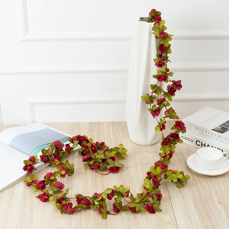HULIANFU 2026  250CM Rose Artificial Flowers Christmas Garland For Wedding Home Room Decoration Spring Autumn Garden Arch DIY Fake Plant Vine - Deanwangkt