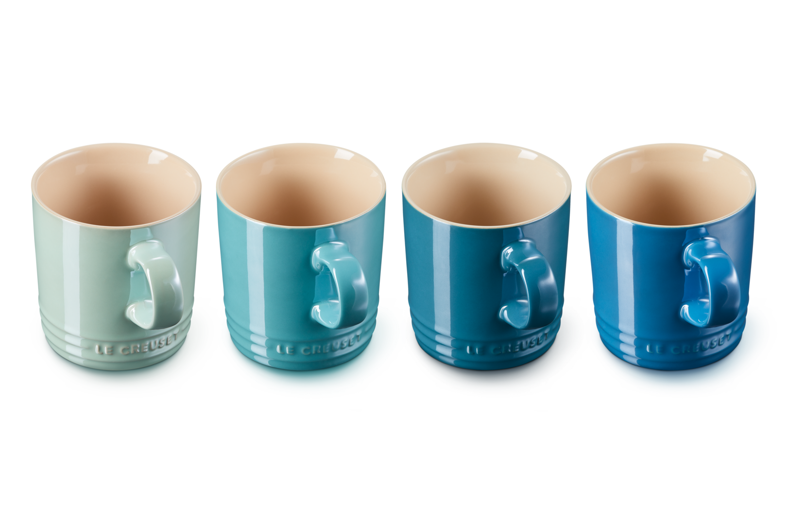 Stoneware Metallics Set of 4 Mugs Blue