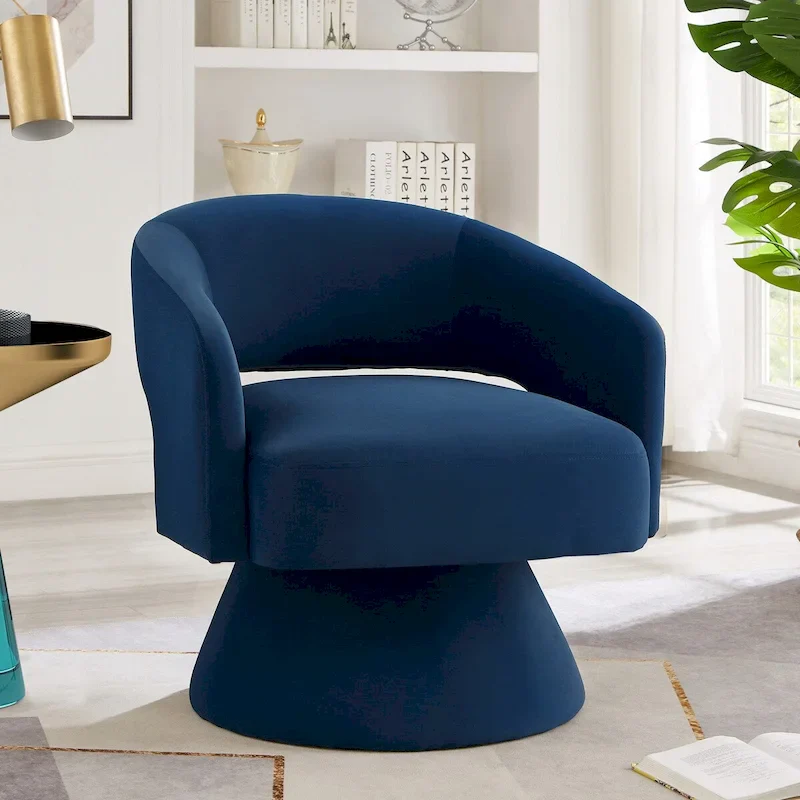 Upholstered Velvet Swivel Accent Chairs with Open Backrest