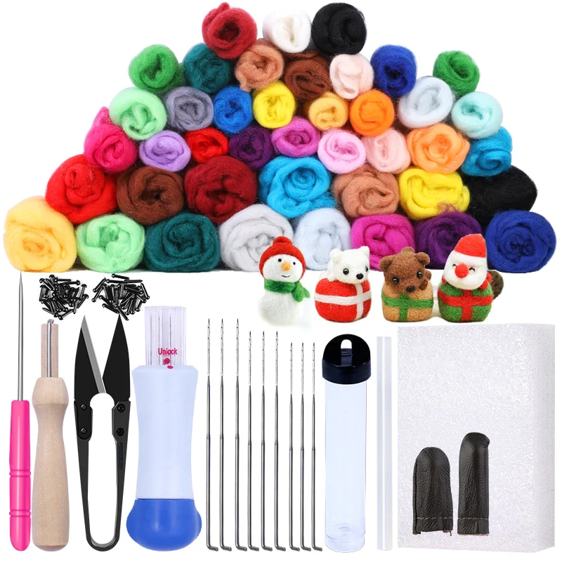 HULIANFU MIUSIE 16/25 Color Needle Felting Kit Wool Felting Tools Handmade Felt Needle Set 7pcs Pack Felting Fabric Materials Accessories - Deanwangkt