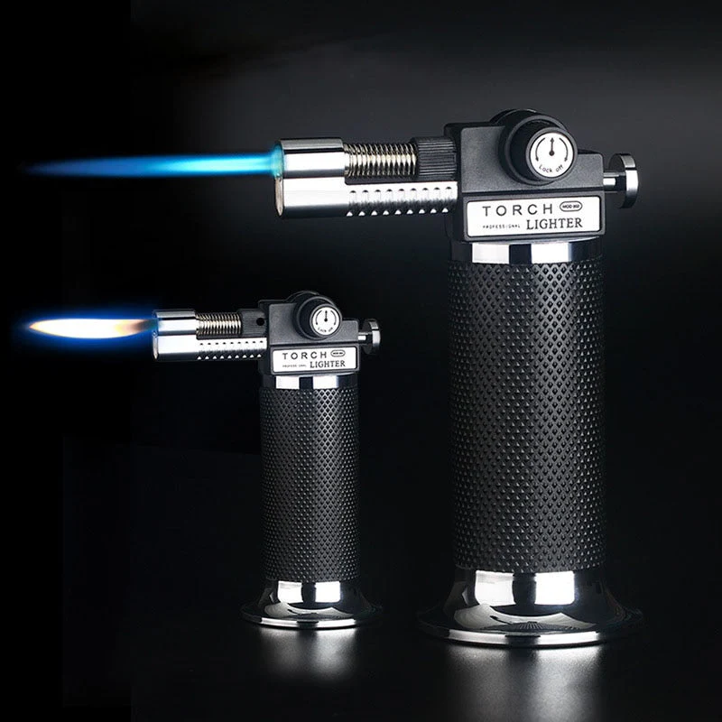 HULIANFU Kitchen Spray Gun Torch Lighter Jet Turbo Outdoor Double Flame Baking BBQ Lighter Windproof Camping Butane Gas Cigar Lighter - Deanwangkt