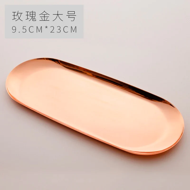 HULIANFU Nordic Oval Electroplated Metal Stainless Steel Swing Plate Creative Home Decoration Fruit Tray Tea Tray Storage Tray - Deanwangkt