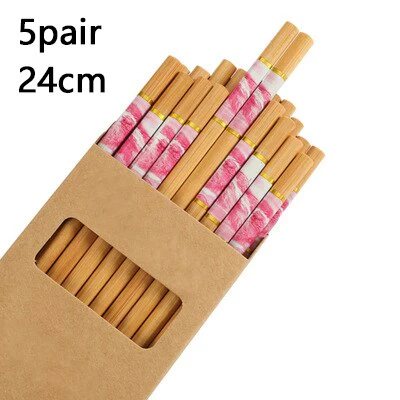 HULIANFU Reusable 5 Pair Set Handmade Bamboo Japanese Natural Wood Chopsticks Sushi Food Cat Flower Multi color Wooden Chop sticks - Deanwangkt