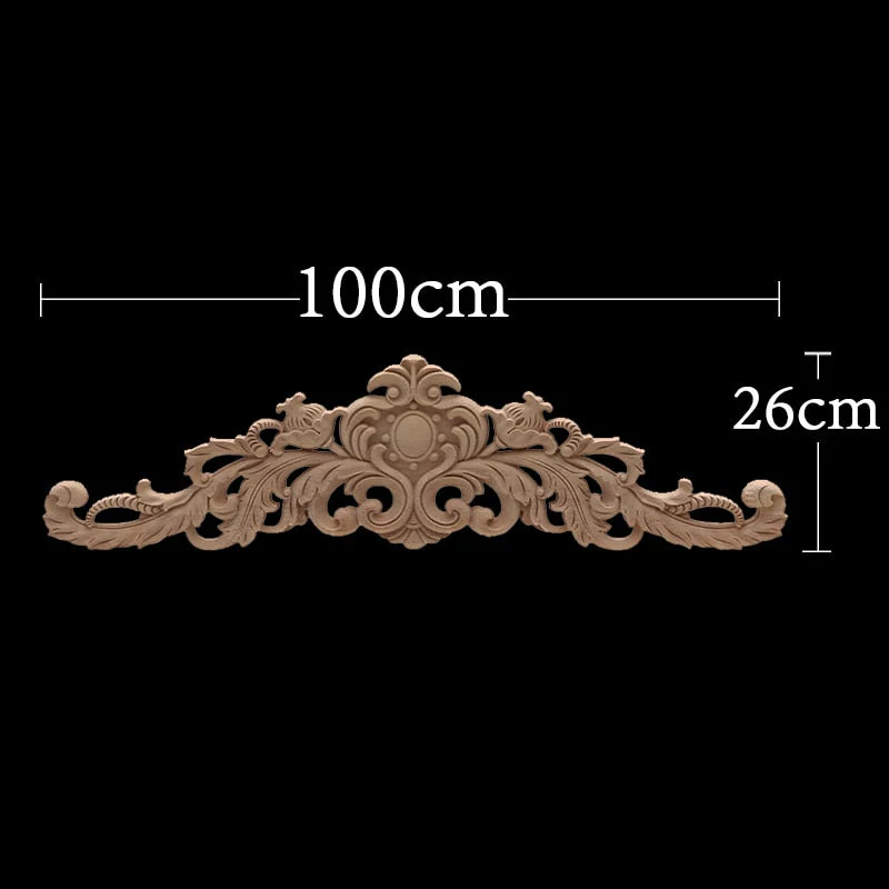 HULIANFU Long Rose Flower Exquisite Carving Natural Wood Appliques Furniture Wooden Mouldings Wmqe Vintage Unpainted Decoration Decal - Deanwangkt