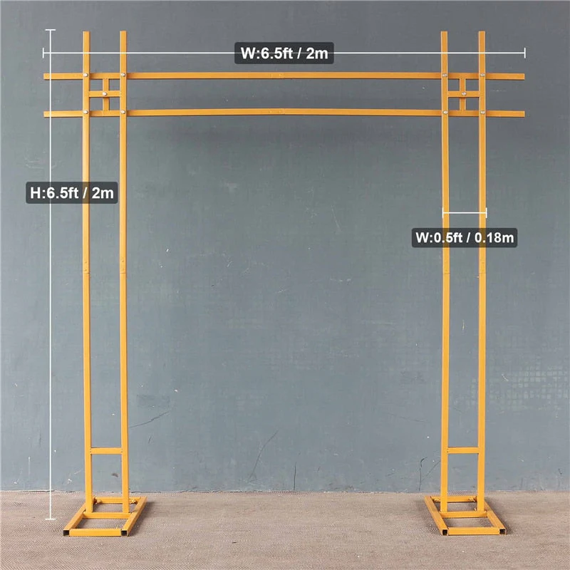 HULIANFU Wedding arch Wrought Iron Wedding Props Double Pole Square Arch Flower Stand Outdoor Square Frame Shelf Party Backdrop Decor - Deanwangkt
