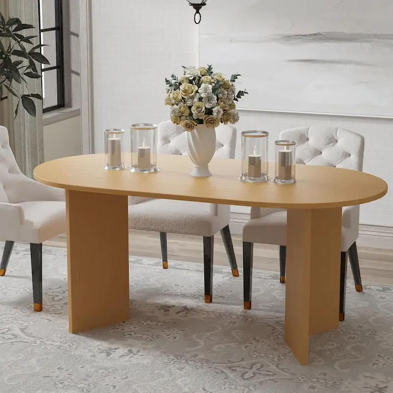 Nordic Style Solid Wood Oval Dining Table - Perfect for 6 People Gatherings 67 - 67*34*30