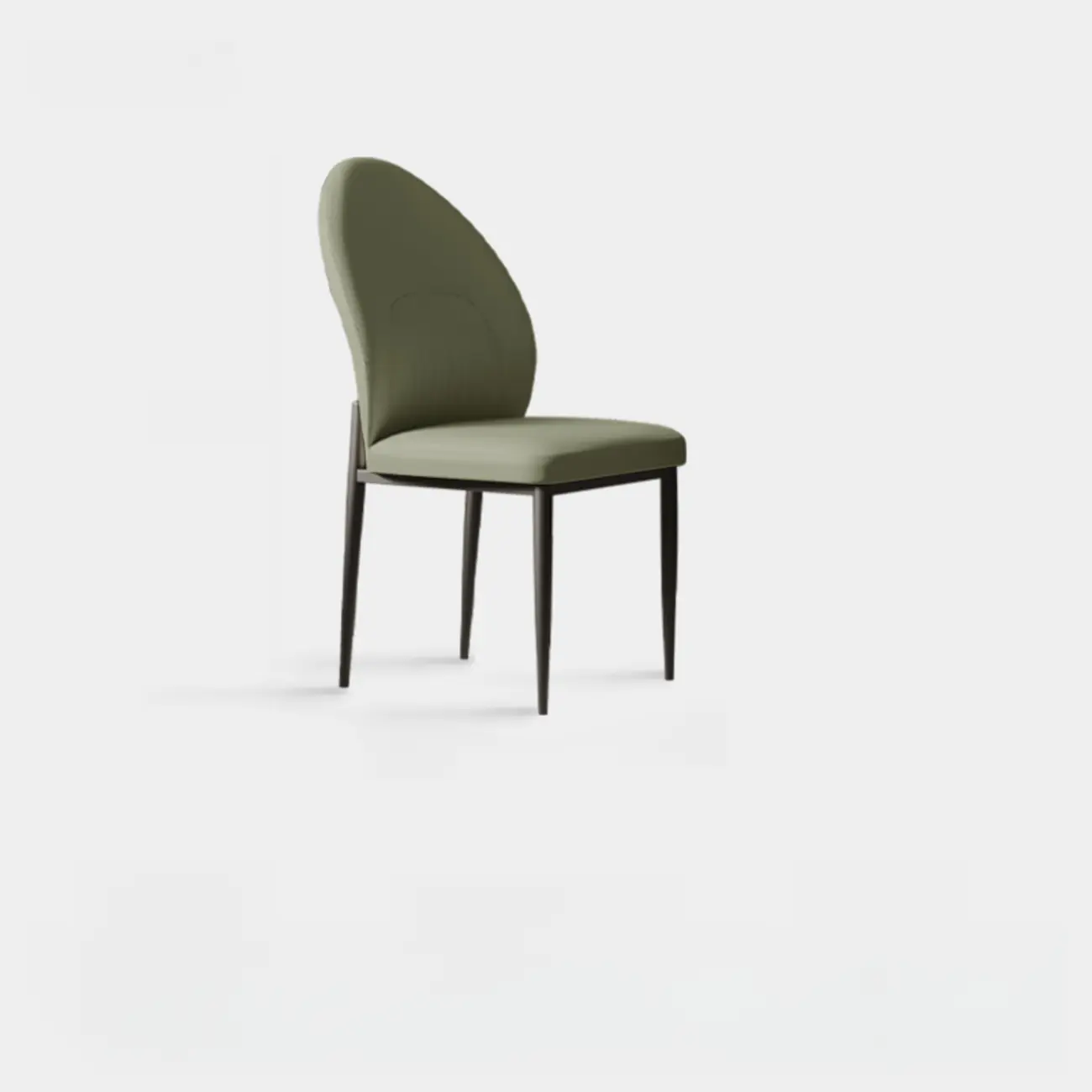 Modern Oval Back Faux Leather Armless Dining Chair