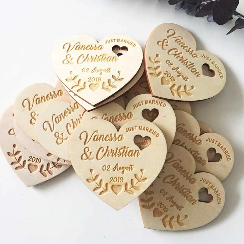 HULIANFU Personalized Wedding Laser Heart Save the Date Magnets,Custom wood rustic save the date,party favors gifts - Deanwangkt
