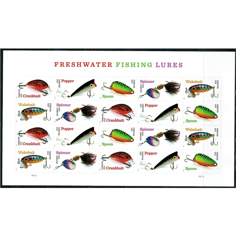 Freshwater Fishing Lures 2025, (Sheet of 20) - TWENTYSTAMPS