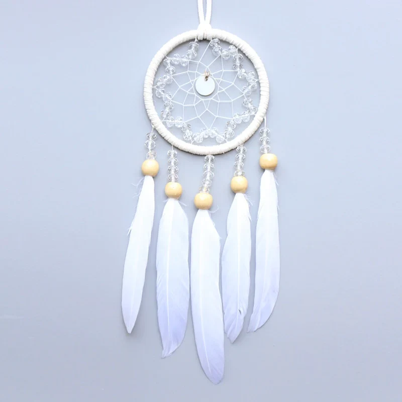 HULIANFU Original silver gray dream catcher 2 ring Indian feather hanging art gifts to bestie friends creative valentine's day gifts - Deanwangkt