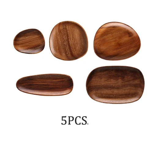 HULIANFU Whole Wood lovesickness Wood Irregular Oval Solid Wood Pan Plate Fruit Dishes Saucer Tea Tray Dessert Dinner Plate Tableware Set - Deanwangkt